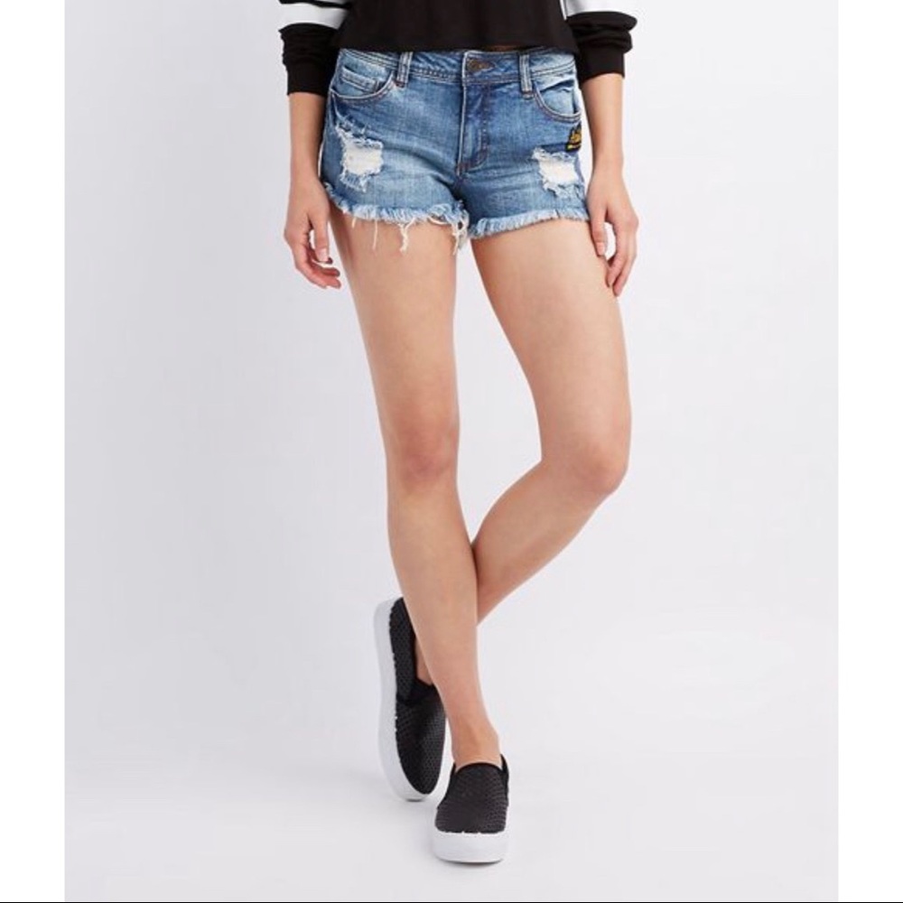 Refuge jean patchwork jean shorts